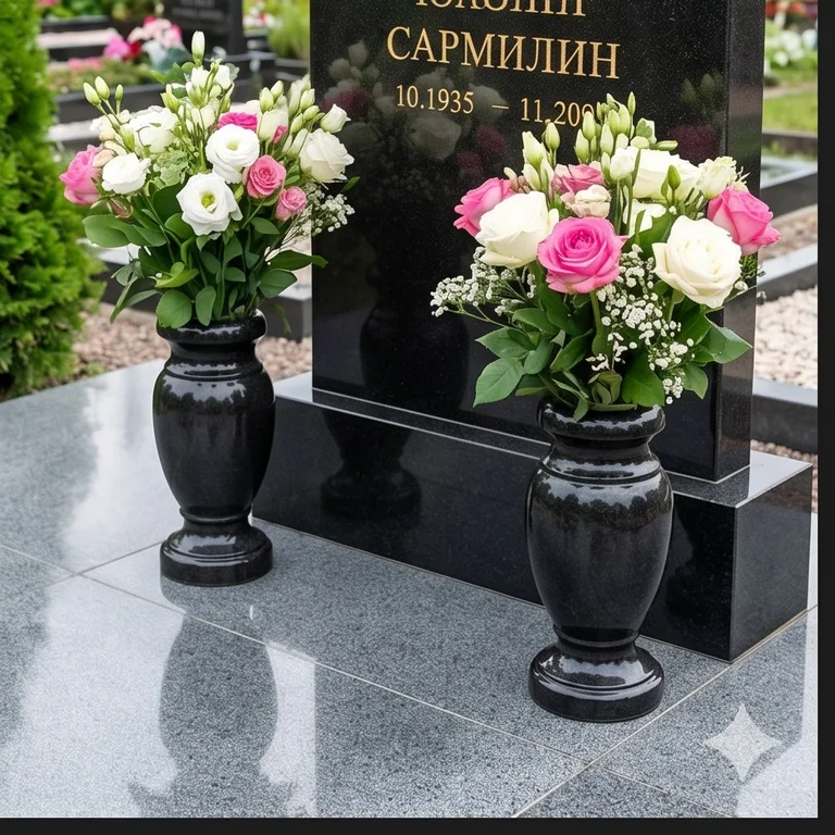 Гранитные вазы для цветов на участке в Томске