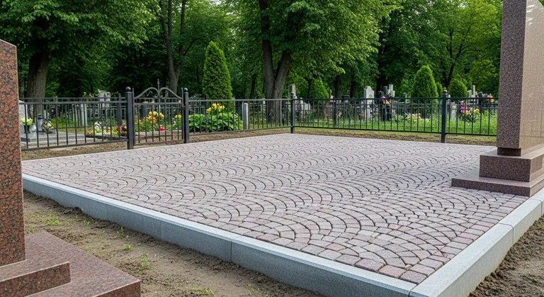 Гранитная плитка ёлочкой на участке, образец ПМ021 в Томске