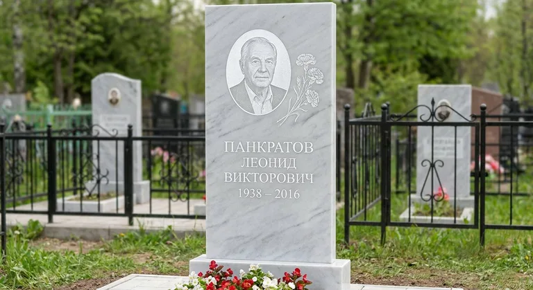 Памятник с гравировкой гвоздик — выполненная работа «Панкратов» в Томске