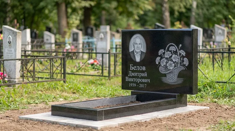 Памятник с гравировкой гвоздик — выполненная работа «Белов» в Томске