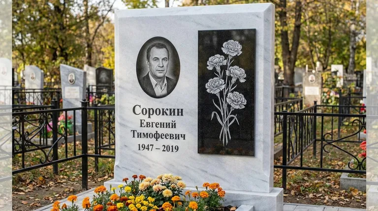 Памятник с гравировкой гвоздик — выполненная работа «Сорокин» в Томске