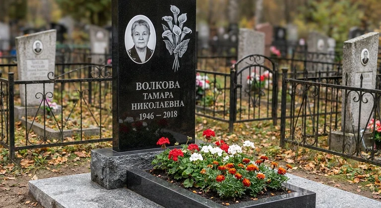 Гравировка калл на памятник в Томске — пример работы на граните