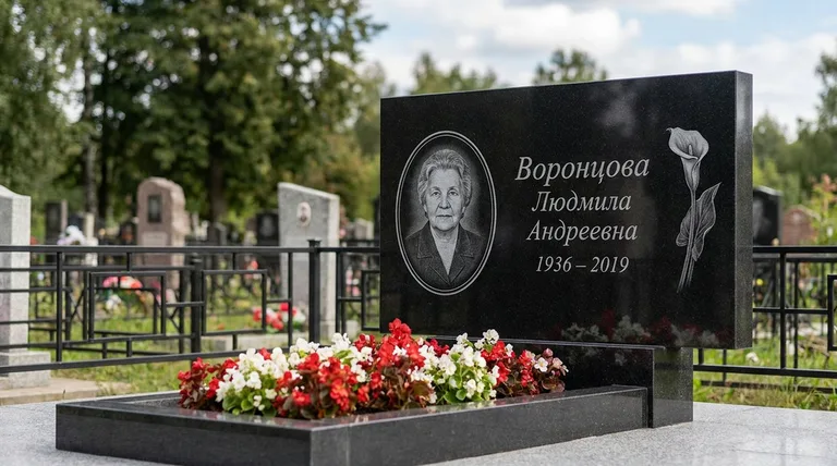 Памятник с гравировкой калл — выполненная работа «Воронцова» в Томске
