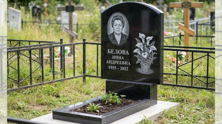 Памятник с гравировкой калл — выполненная работа «Белова» в Томске