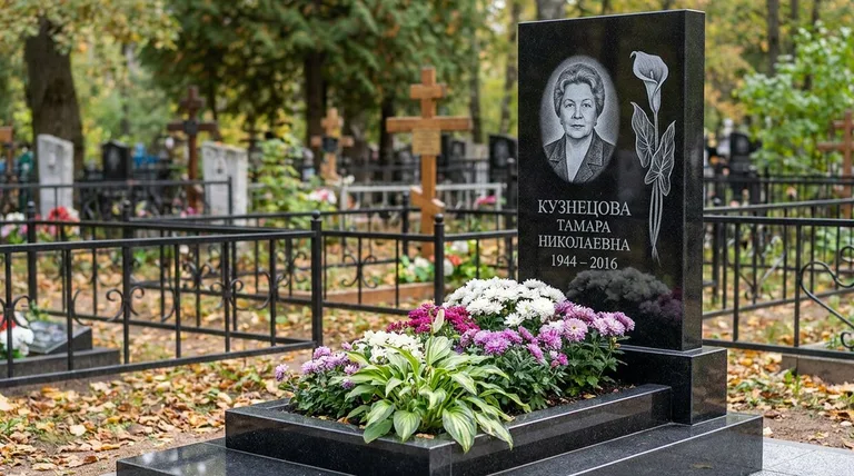 Памятник с гравировкой калл — выполненная работа «Кузнецова» в Томске