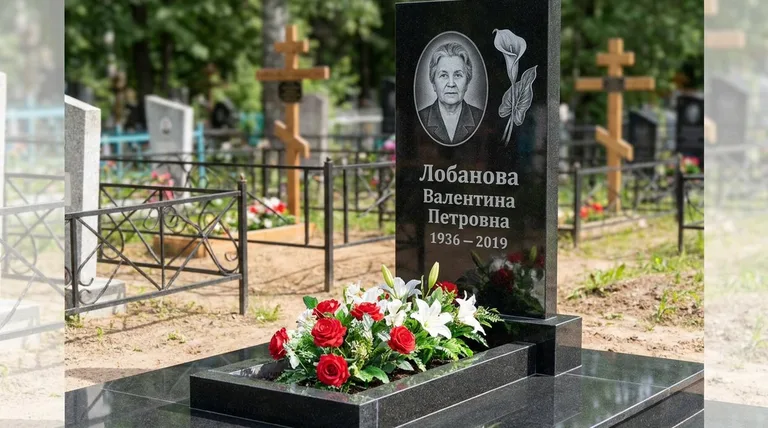 Памятник с гравировкой калл — выполненная работа «Лобанова» в Томске