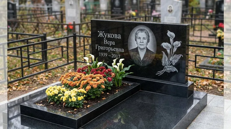 Памятник с гравировкой калл — выполненная работа «Жукова» в Томске