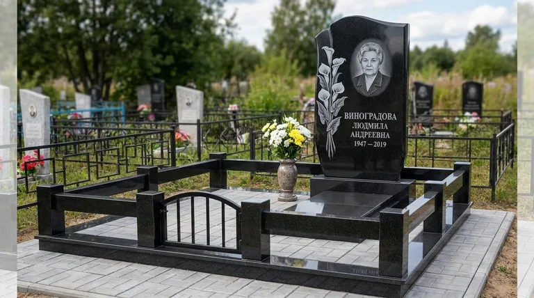 Памятник с гравировкой калл — выполненная работа «Виноградова» в Томске