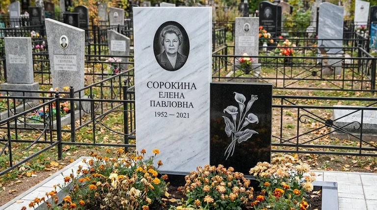 Памятник с гравировкой калл — выполненная работа «Сорокина» в Томске