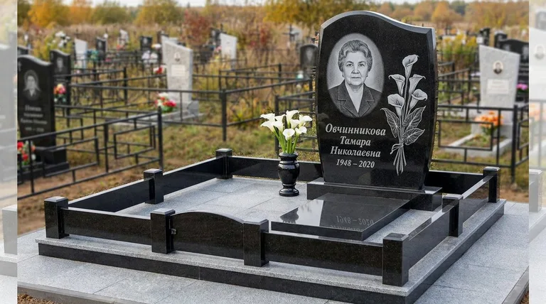 Памятник с гравировкой калл — выполненная работа «Овчинникова» в Томске