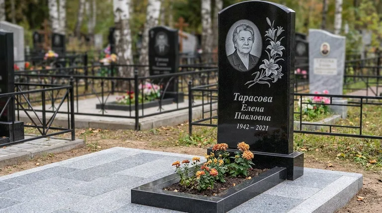 Памятник с гравировкой лилий — выполненная работа «Тарасова» в Томске