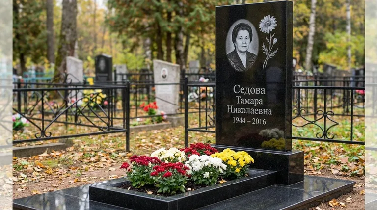 Памятник с гравировкой ромашек — выполненная работа «Седова» в Томске