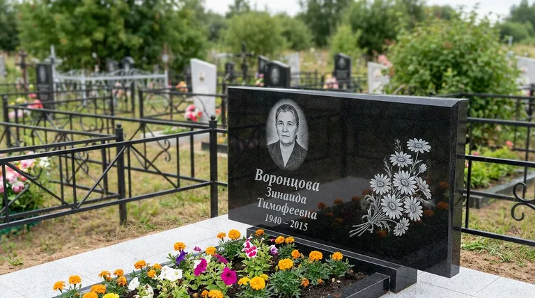 Памятник с гравировкой ромашек — выполненная работа «Воронцова» в Томске