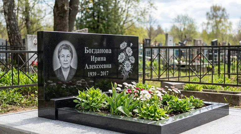 Памятник с гравировкой ромашек — выполненная работа «Богданова» в Томске