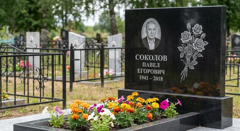Гравировка роз на памятник в Томске — пример работы на граните