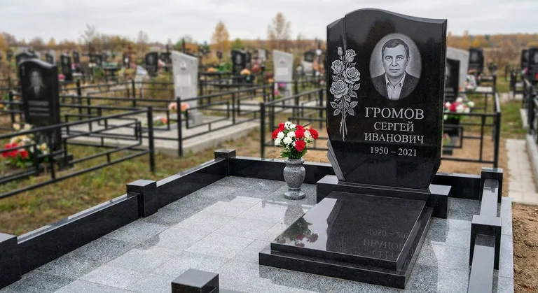 Памятник с гравировкой роз — выполненная работа «Громов» в Томске
