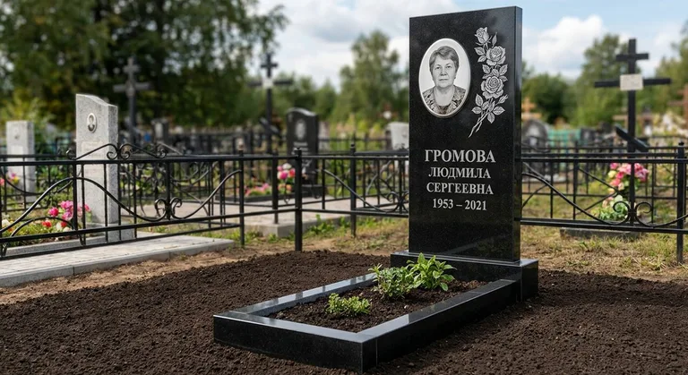 Памятник с гравировкой роз — выполненная работа «Громова» в Томске