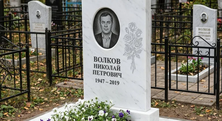 Памятник с гравировкой роз — выполненная работа «Волков» в Томске