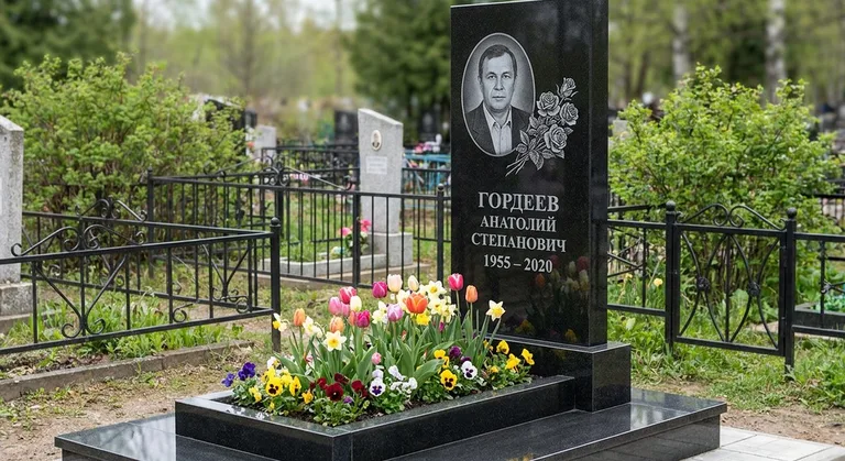 Памятник с гравировкой роз — выполненная работа «Гордеев» в Томске