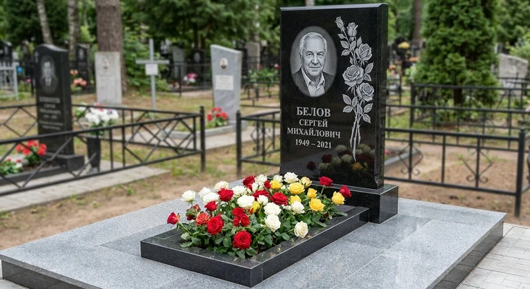 Гравировка цветов на памятник в Томске — розы на граните