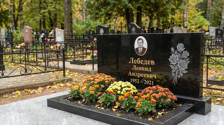 Памятник с гравировкой роз — выполненная работа «Лебедев» в Томске