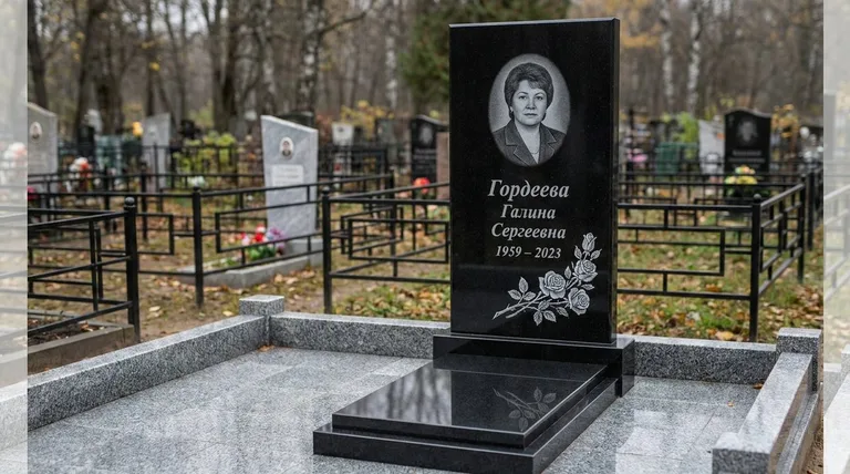 Памятник с гравировкой роз — выполненная работа «Гордеева» в Томске