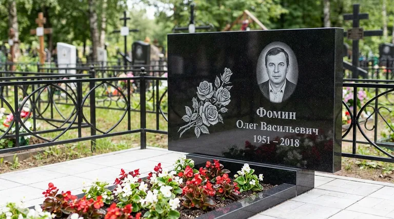 Памятник с гравировкой роз — выполненная работа «Фомин» в Томске