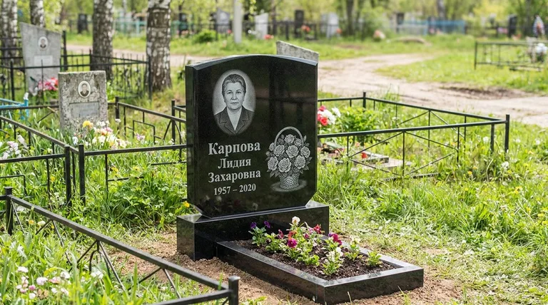 Памятник с гравировкой роз — выполненная работа «Карпова» в Томске