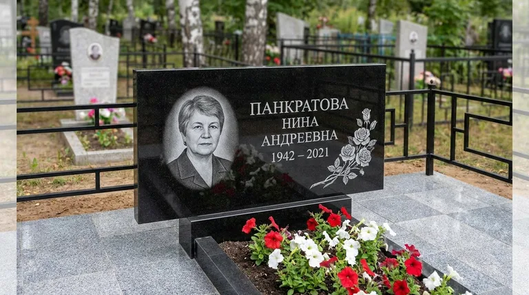 Памятник с гравировкой роз — выполненная работа «Панкратова» в Томске