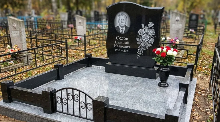Памятник с гравировкой роз — выполненная работа «Седов» в Томске