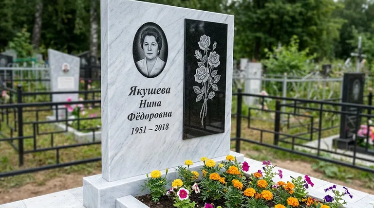 Памятник с гравировкой роз — выполненная работа «Якушева» в Томске