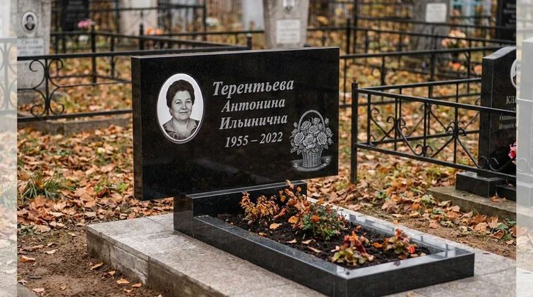 Памятник с гравировкой роз — выполненная работа «Терентьева» в Томске