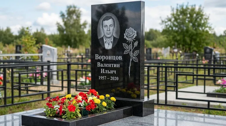 Памятник с гравировкой роз — выполненная работа «Воронцов» в Томске