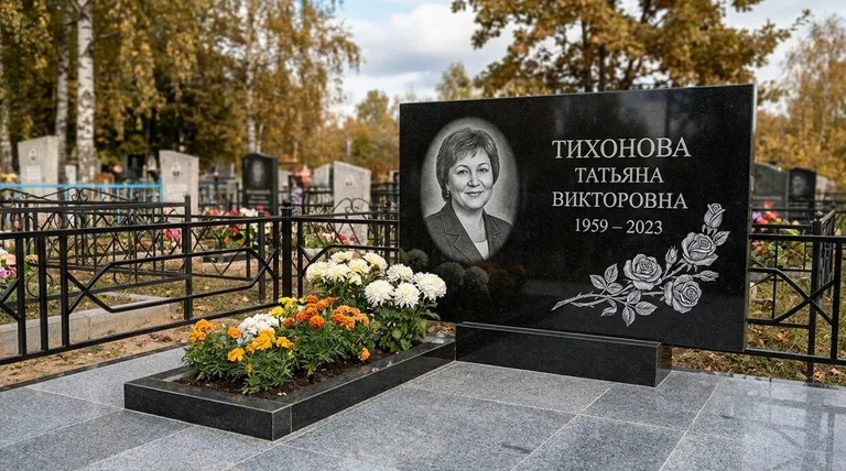 Памятник с гравировкой роз — выполненная работа «Тихонова» в Томске