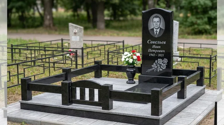 Памятник с гравировкой роз — выполненная работа «Савельев» в Томске