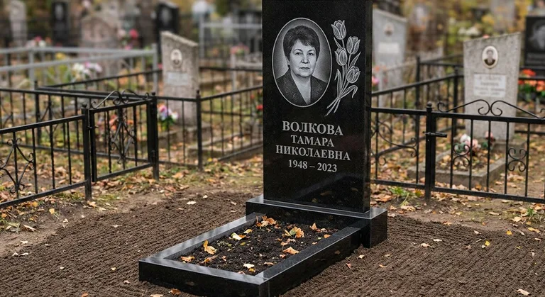 Памятник с гравировкой тюльпанов — выполненная работа «Волкова» в Томске