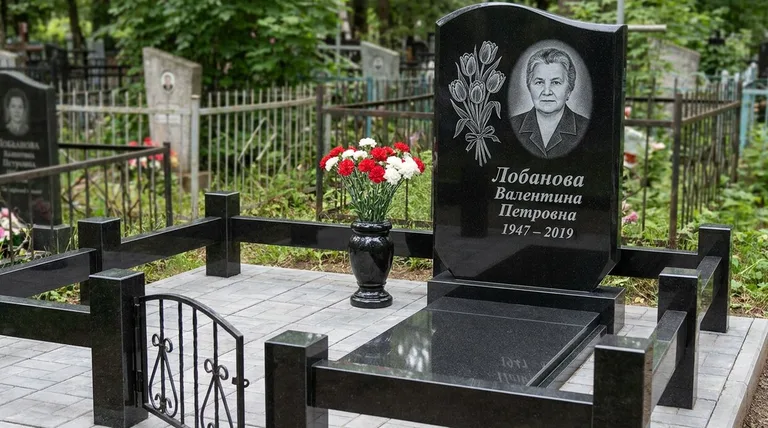 Памятник с гравировкой тюльпанов — выполненная работа «Лобанова» в Томске
