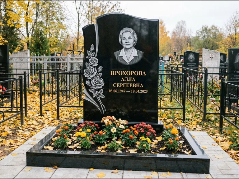 Гравировка портрета на чёрном граните — выполненная работа 20 в Томске