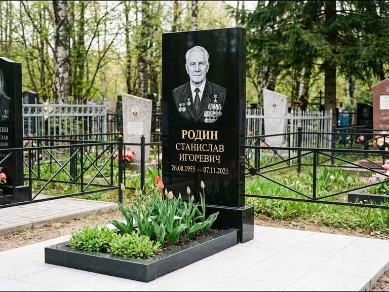 Гравировка портрета на чёрном граните — выполненная работа 21 в Томске