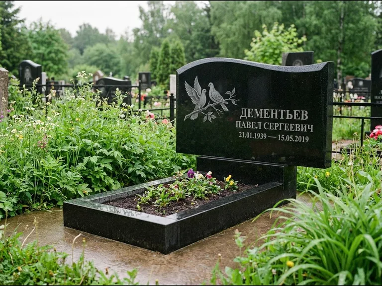 Памятник с гравировкой голубей — гравировка голубей, работа «Дементьев» в Томске