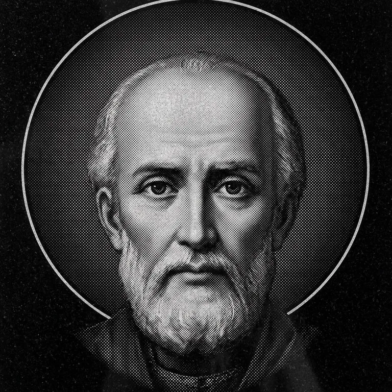 Эскиз иконы: Николай Чудотворец (полутон) — объёмный лик святителя, гравировка на памятник в Томске