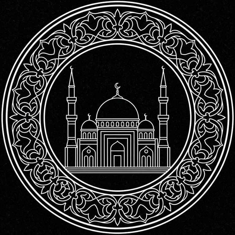 Эскиз: В медальоне — круглый медальон с восточным кантом в Томске