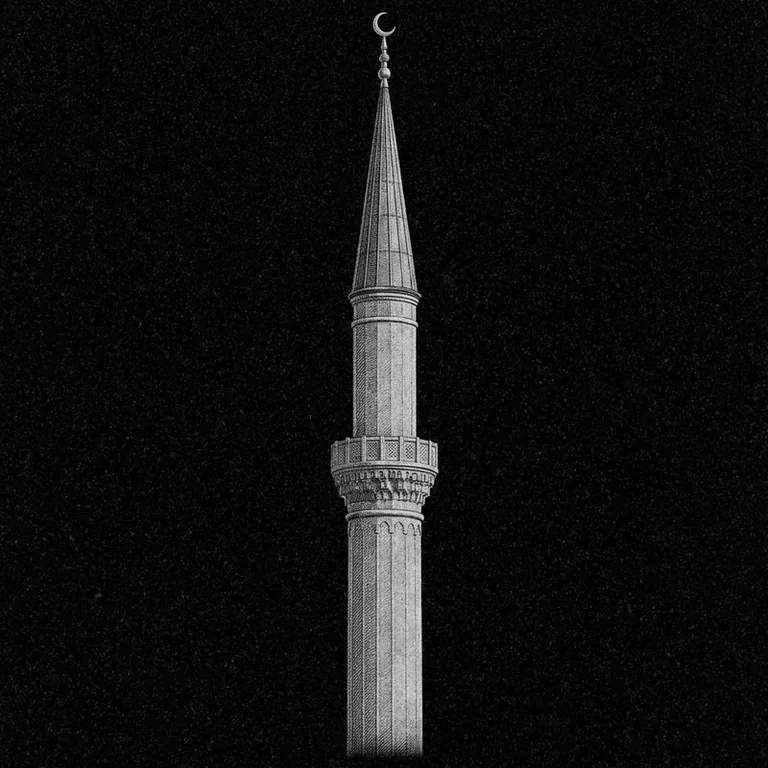 Эскиз: Минарет (фотореализм) — одиночный минарет с полумесяцем в Томске