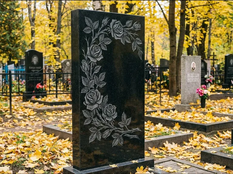 Цветы и орнамент — гравировка с выездом на кладбище в Томске