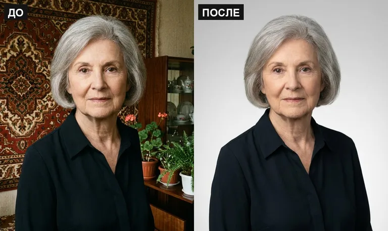 Ретушь фото на памятник — замена фона: до и после в Томске