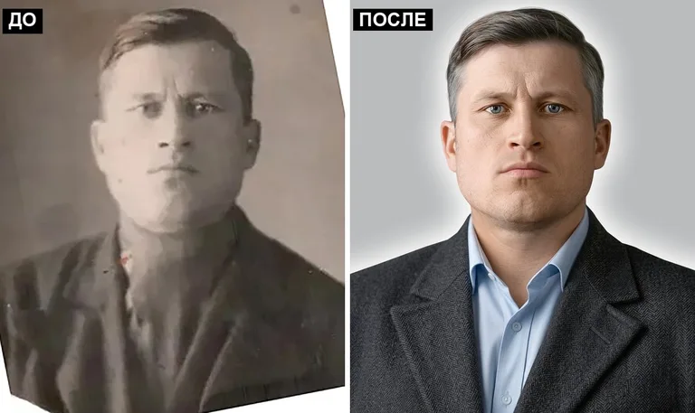 Ретушь фото на памятник — замена одежды: до и после в Томске