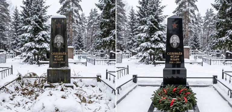 Уборка старого памятника до и после в Томске