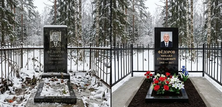 Диптих №20: тротуарная плитка вокруг памятника отмыта аппаратом высокого давления в Томске