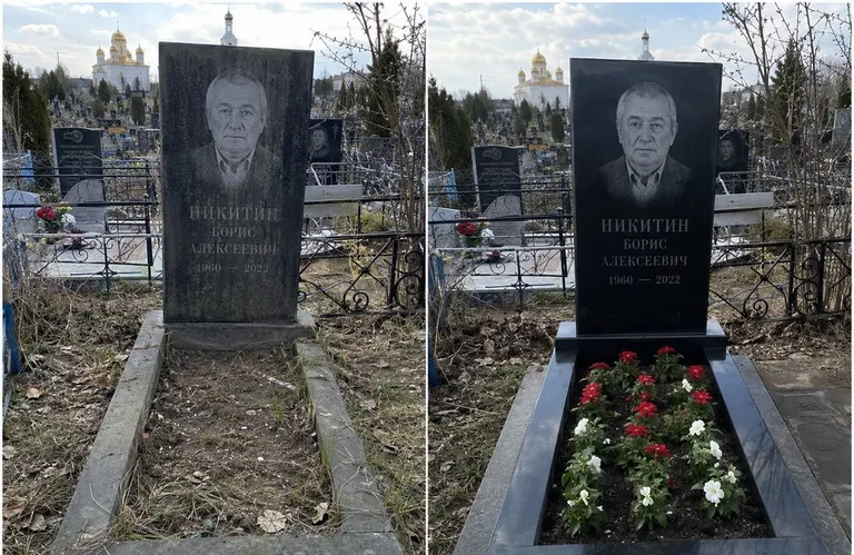 Диптих №3: покраска оградки и прополка цветника с тюльпанами — до и после в Томске