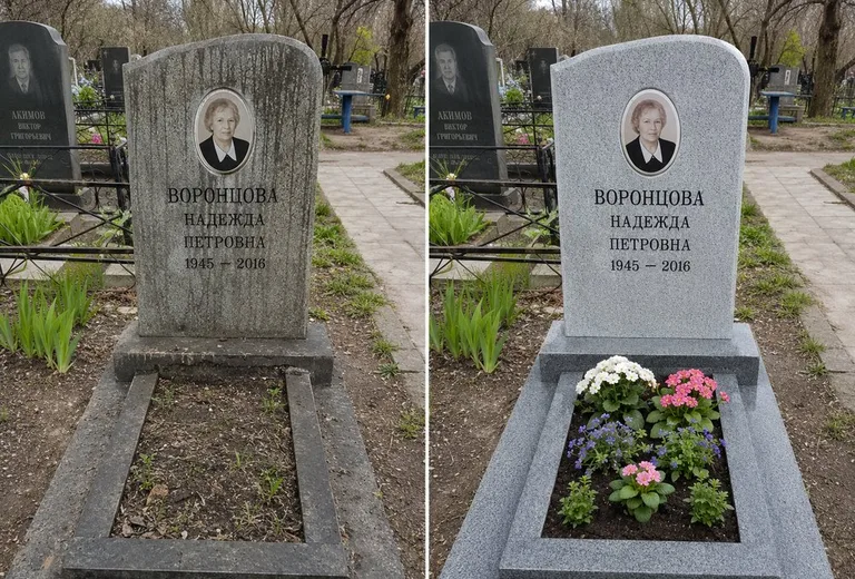 Уборка могилы до и после весной — городское кладбище в Томске